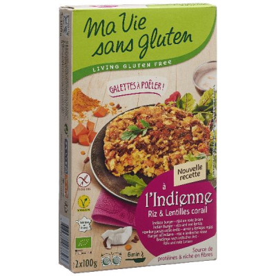 Patties de lentejas rojos con arroz con arroz con 2 Vie 2 x 100 g