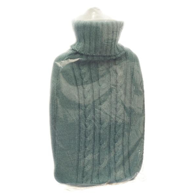 FROG Hot Water Bottle PVC 1.8l Knitted Cover Pastel Blue