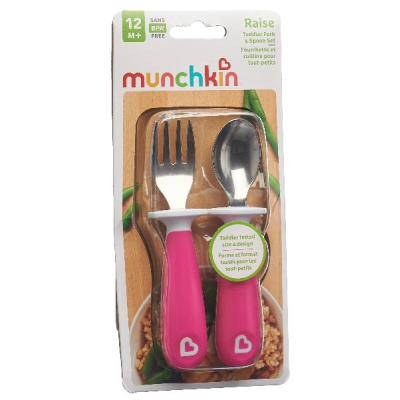 MUNCHKIN Raise Stainless Steel Spoon and Fork 2 Pcs MUNCHKIN Raise Stainless Steel Spoon and Fork 2 Pcs
