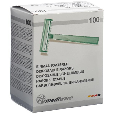 MEDIWARE Disposable Razor Blades, Non-Sterile, Green, 100 pcs