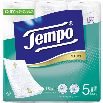 Tempo toiletpapir 5-lag 80 ark 9 stk