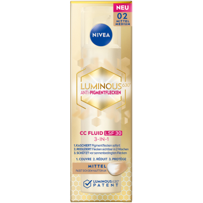 „Nivea Cell Lum630 3in1 cc“ skysčio terpė SPF30 40 ml