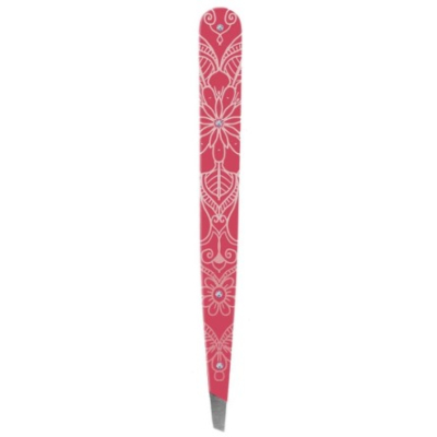 HAUSMANN Tweezers slanted Swarovski pink