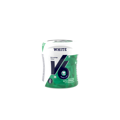 V6 White Spearmint Chewing Gum 6 Packs 60 Pieces
