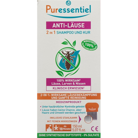 Puressentiel® šampónová maska ​​proti všiam 2 v 1 + Tb hrebeň 150 ml