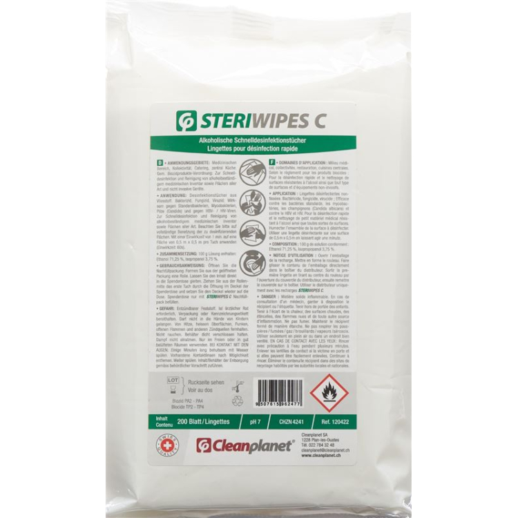 Clean Planet C SteriWipes tisu disinfektan isi ulang 200 pcs