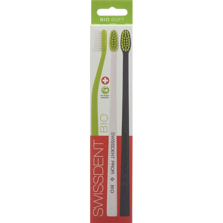 Swissdent Organic Toothbrush Trio பச்சை வெள்ளை கருப்பு