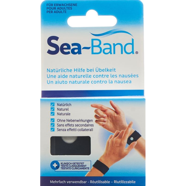 Sea-Band acupressure band សម្រាប់មនុស្សពេញវ័យ ពណ៌ខ្មៅមួយគូ