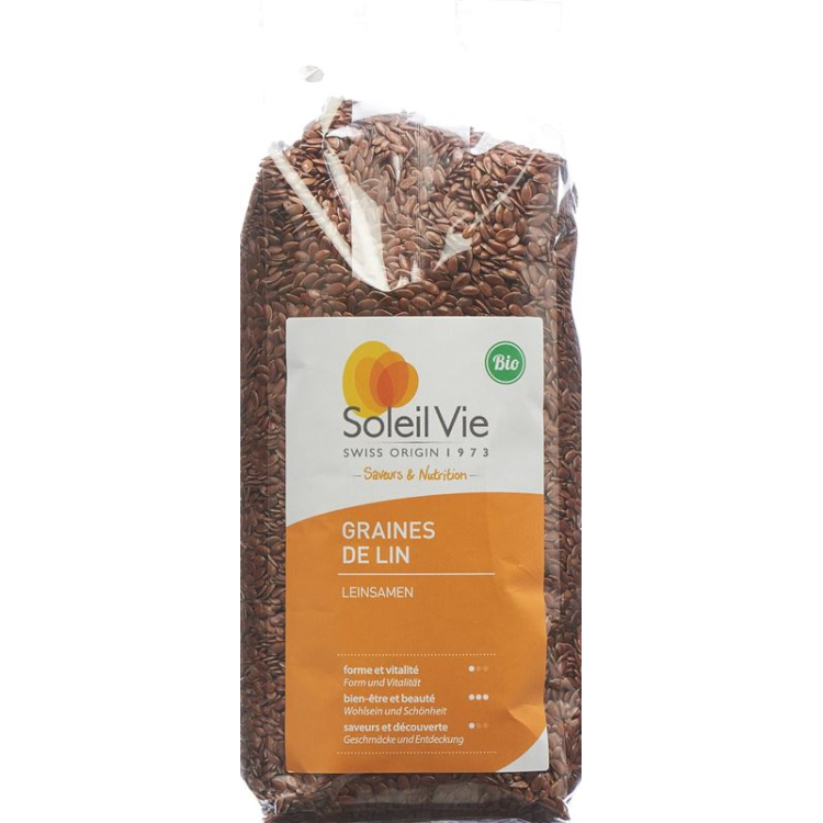 Soleil Vie គ្រាប់ធញ្ញជាតិ flax គ្រាប់ធញ្ញជាតិទាំងមូល Bio 500 ក្រាម។