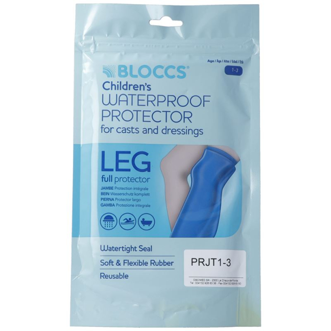 Bloccs bad- en douchewaterbescherming voor het been 24-40 / 53,5 cm kind