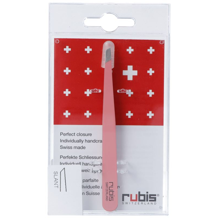 Rubis pincet schuin roze Inox