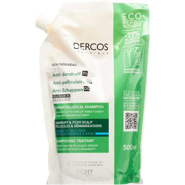 Vichy Dercos Szampon przeciwłupieżowy DS fettiges Haar Refill Btl 500 ml