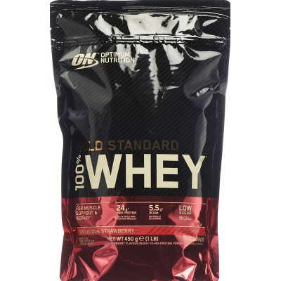 Optimum 100% whey gold standard strawberry bag 450 גרם