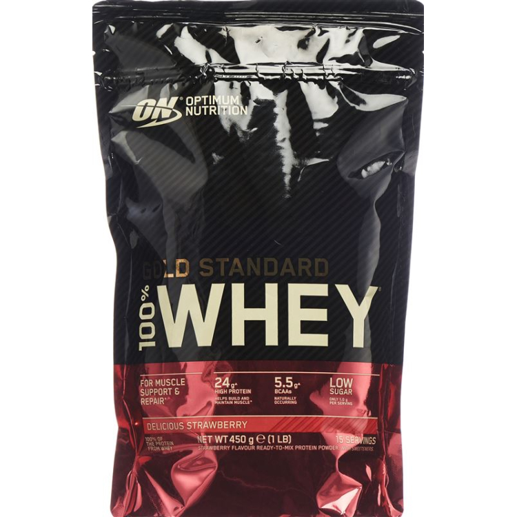 OPTIMUM 100% Whey Gold Standard Strawberry Btl 450 g