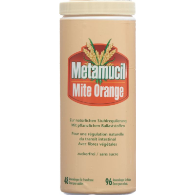 ម្សៅ Metamucil N Mite ពណ៌ទឹកក្រូច 283 ក្រាម។