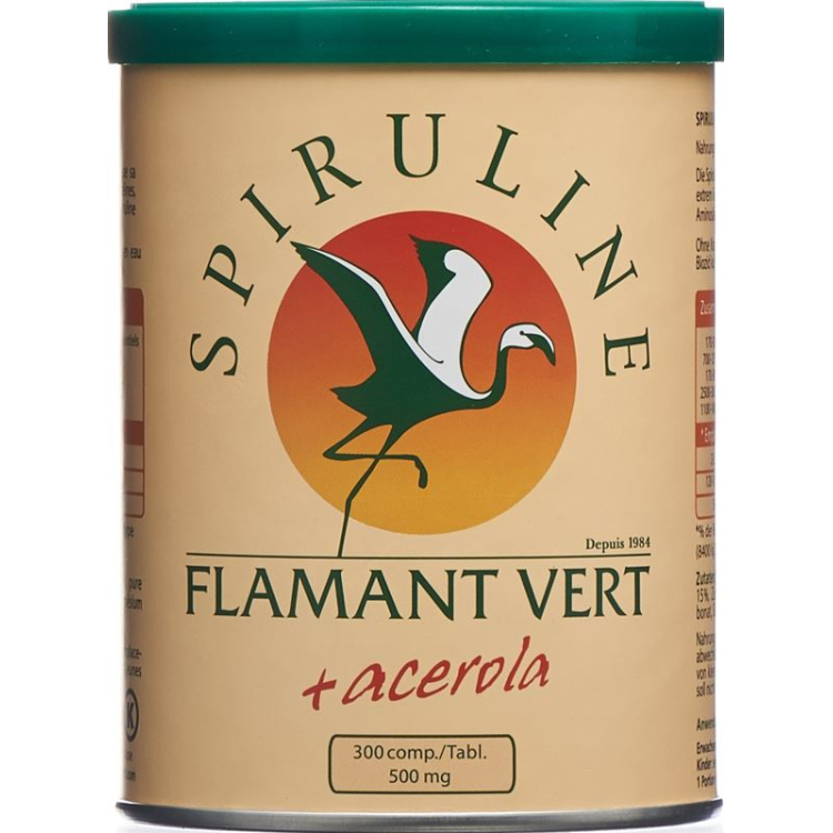 Ταμπλέτες Spirulina Flamant Vert + Acerola (βιταμίνη C) 500 mg 300 τεμ.