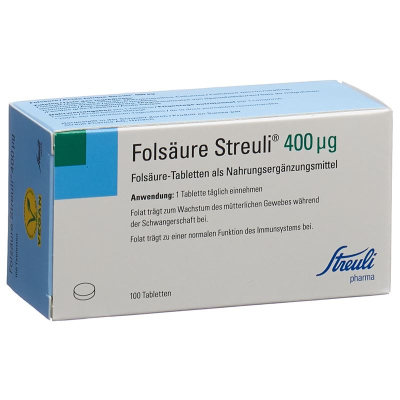 חומצה פולית streuli tablets 400 מק"ג 100 יח'