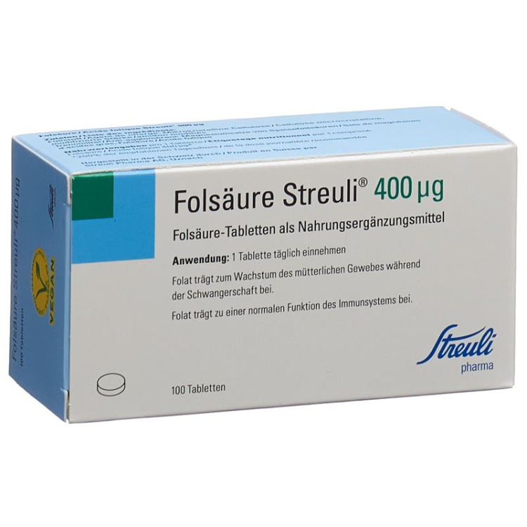 חומצה פולית Streuli tablets 400 מק"ג 100 יח'