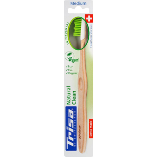 Дерев'яна зубна щітка Trisa Clean Natural середня