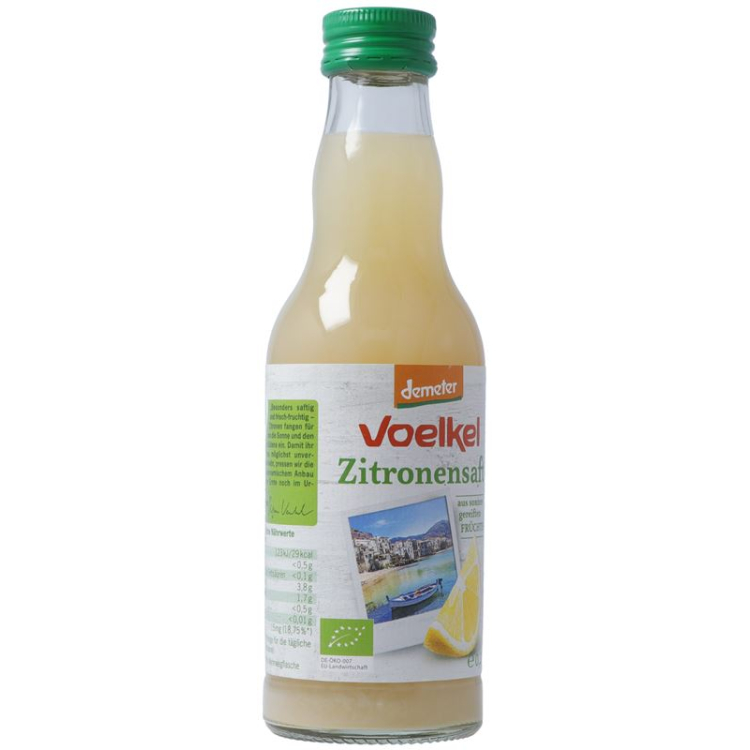 Succo di limone Voelkel Bottiglia di vetro Demeter 200 ml