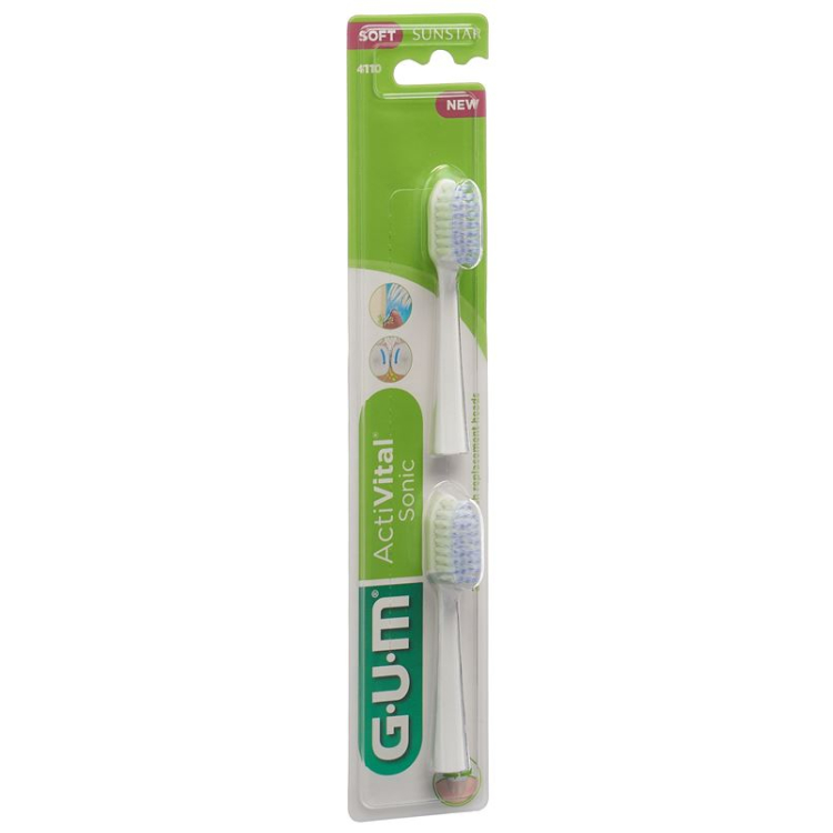 GUM SUNSTAR Activital Sonic Replacement Brush white 2 pcs