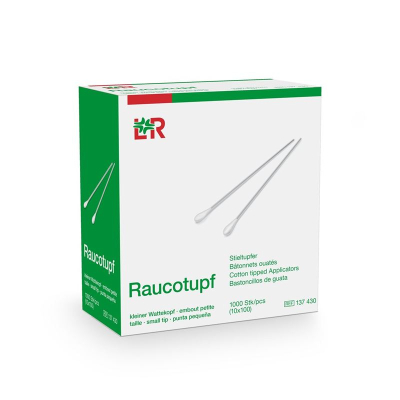 Raucotupf cotton swab ឈើ 15cm ក្បាលកប្បាសតូច bag 100 pcs