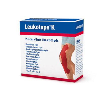 Leukotape k surišimo juosta 5mx2,5cm raudona