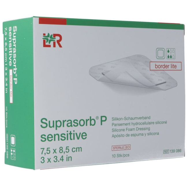 Suprasorb P सेंसिटिव बॉर्डर लाइट 7.5x8.5cm 10 pcs