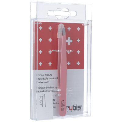 Rubis tweezers slanted ពណ៌ផ្កាឈូក inox