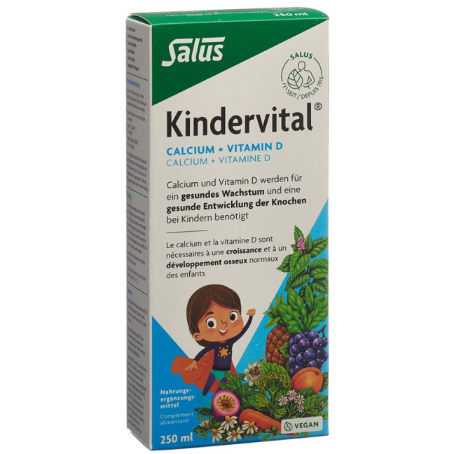 Salus kinderen Vital calcium + vitamine D Fl sap 250 ml