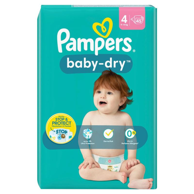 Pampers Baby Dry Gr4 9-14кг Макси Спарпак 45 Stk