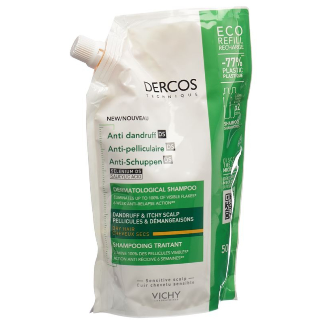 Vichy Dercos Shampooing Antipelliculaire DS Trockenes Haar Recharge Btl 500 ml