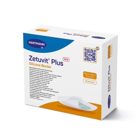 ZETUVIT Plus Silicone Border 10x10cm