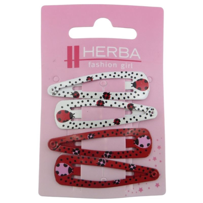 Herba Kids Clips 5cm Red/White - 4 Pieces
