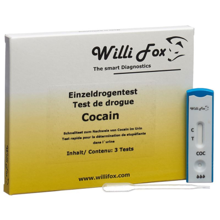 Willi Fox teste de drogas cocaína urina individual 3 unid.