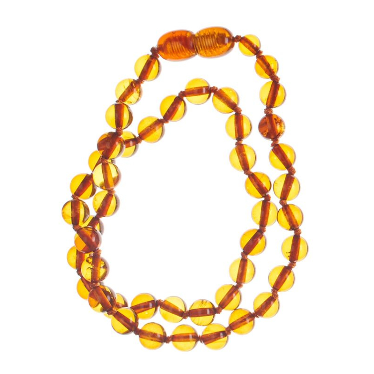 SELENAS barnsteen ketting bolletjes cognac baby