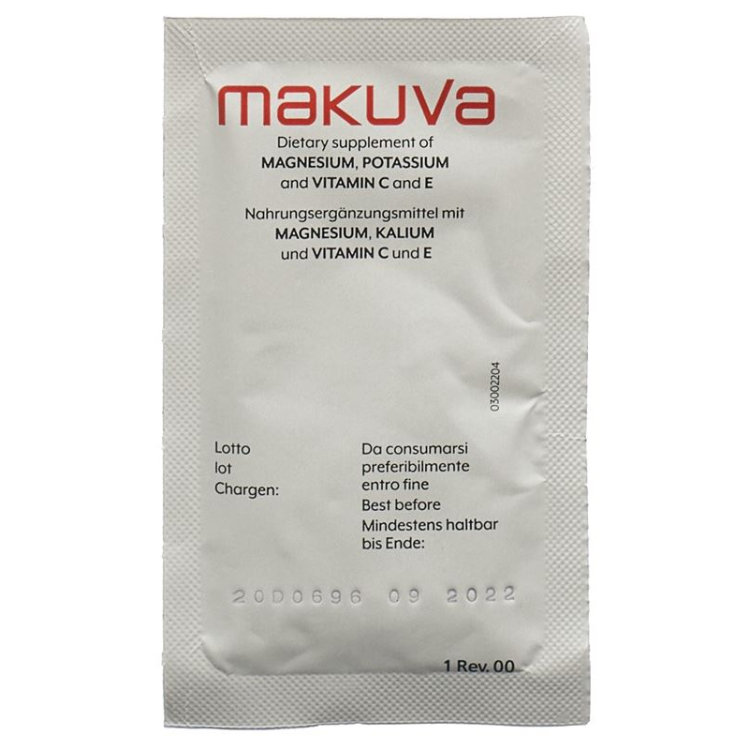 Makuva Orangengeschmack mit Magnesium Kalium und Vitamin C und E 30 Btl 6.5 ក្រាម