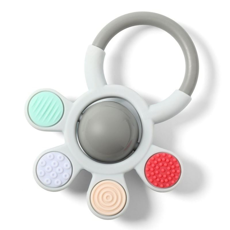 BabyOno Ortho Beissring silicone & rattle 0M +