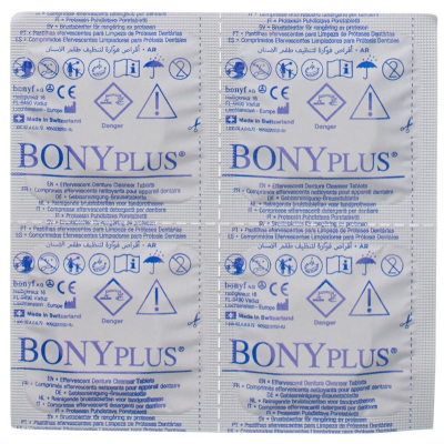 Pastilhas de limpeza e dentaduras Bony Plus Express 32 unid.