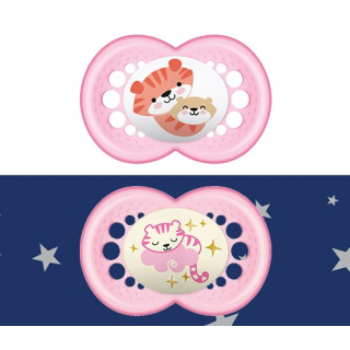 MAM Day & Night Soother Silicone 6-16 Months 2x Original 1x Nig