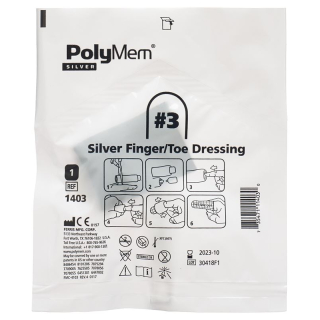 PolyMem Finger/ Zehenverband silver L No.3 6 Stk