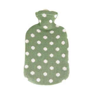 SÄNGER hot-water bottle 2l knit cover green dots