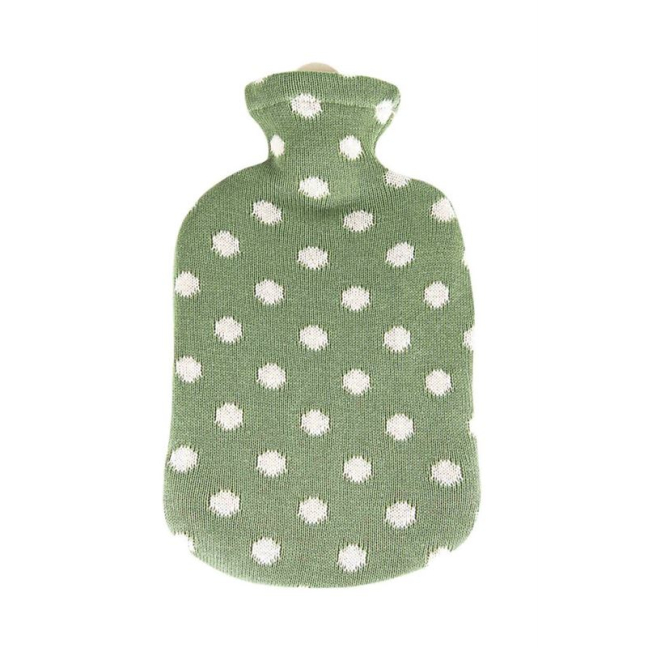 SINGER hot water bottle 2l knitted cover green points