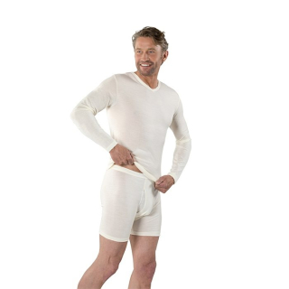 Camisola de homem Eusana mangas compridas XL decote em V marfim