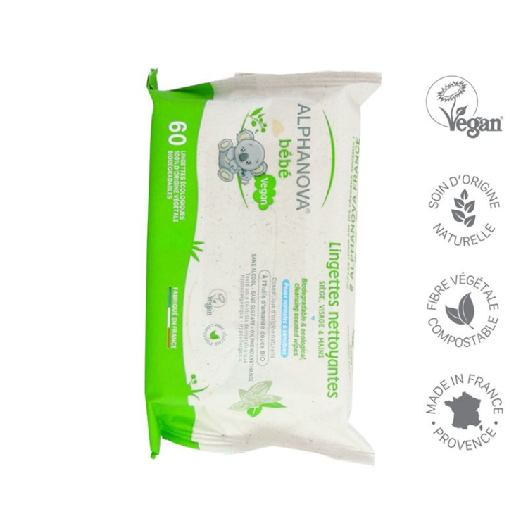 Alphanova BB care wipes biodegradable 72 pcs