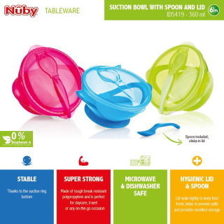 NUBY porridge bowl with suction cup 400ml and spoon