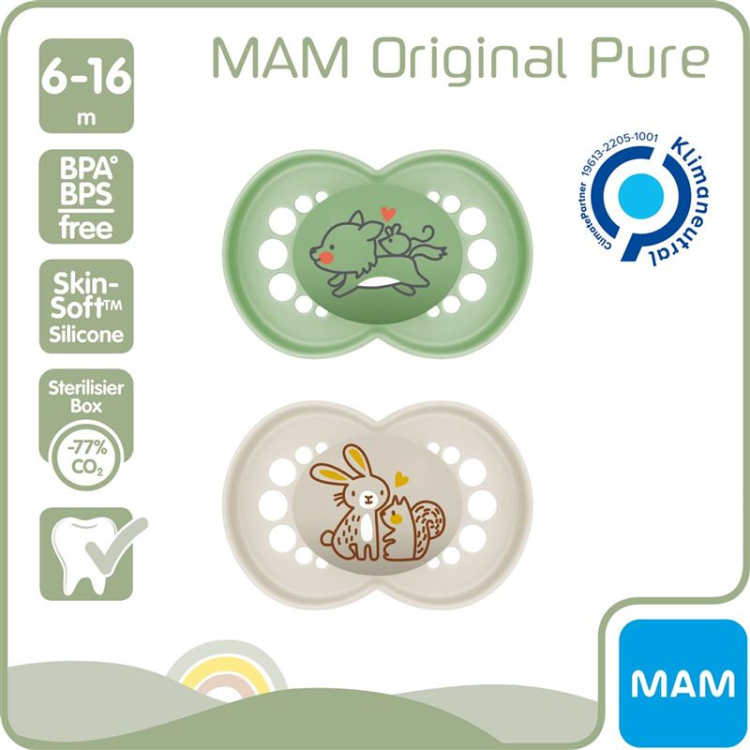 MAM Original Nuggi Pure Silikon 6-16 Monate 2 Stk