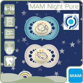 MAM Night Nuggi Pure silicone 6-16 months 2 pcs