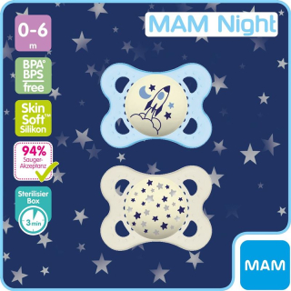 MAM Night Nuggi silicone 0-6 months boy