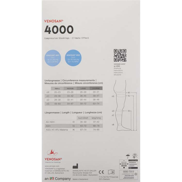 VENOSAN 4001 A-GH KKL1 M برش کوتاه مشکی 1 جفت